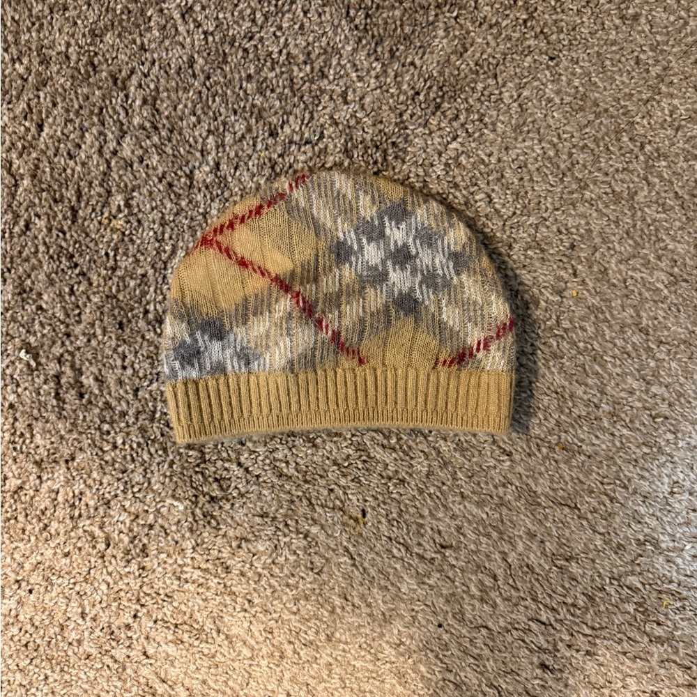 Burberry Kids Tan Plaid Beanie